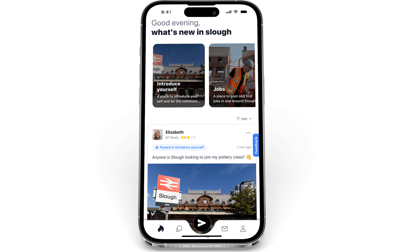 Slough App on iPhone — home screen