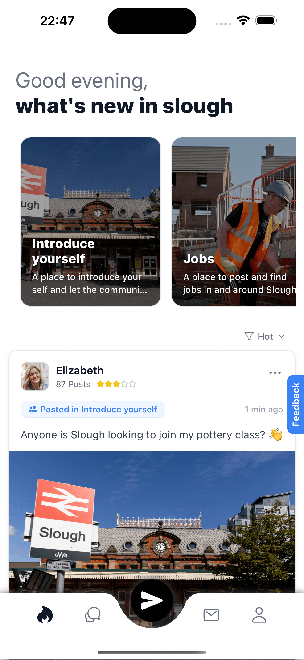 Slough App home screen